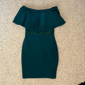 Emerald Off the Shoulder Dress